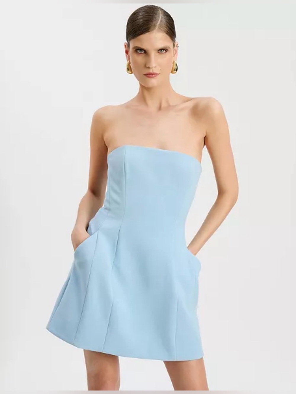 BARDOT Karoline Soft Blue Hourglass Strapless Mini Dress NWT Size US 6